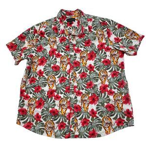 No‎ Boundaries Men's Tropical Tiger Print Hawaiian Shirt 3XL Summer Beach Wear